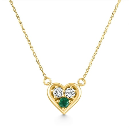 Pompeii 1/2Ct Heart Shape Emerald & Diamond Pendant 10k Gold Women's Necklace lab Grown