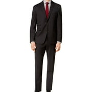 Vince Camuto Mens Black Check Two Button Formal Suit, Black, 38 Regular / 31W x 36L