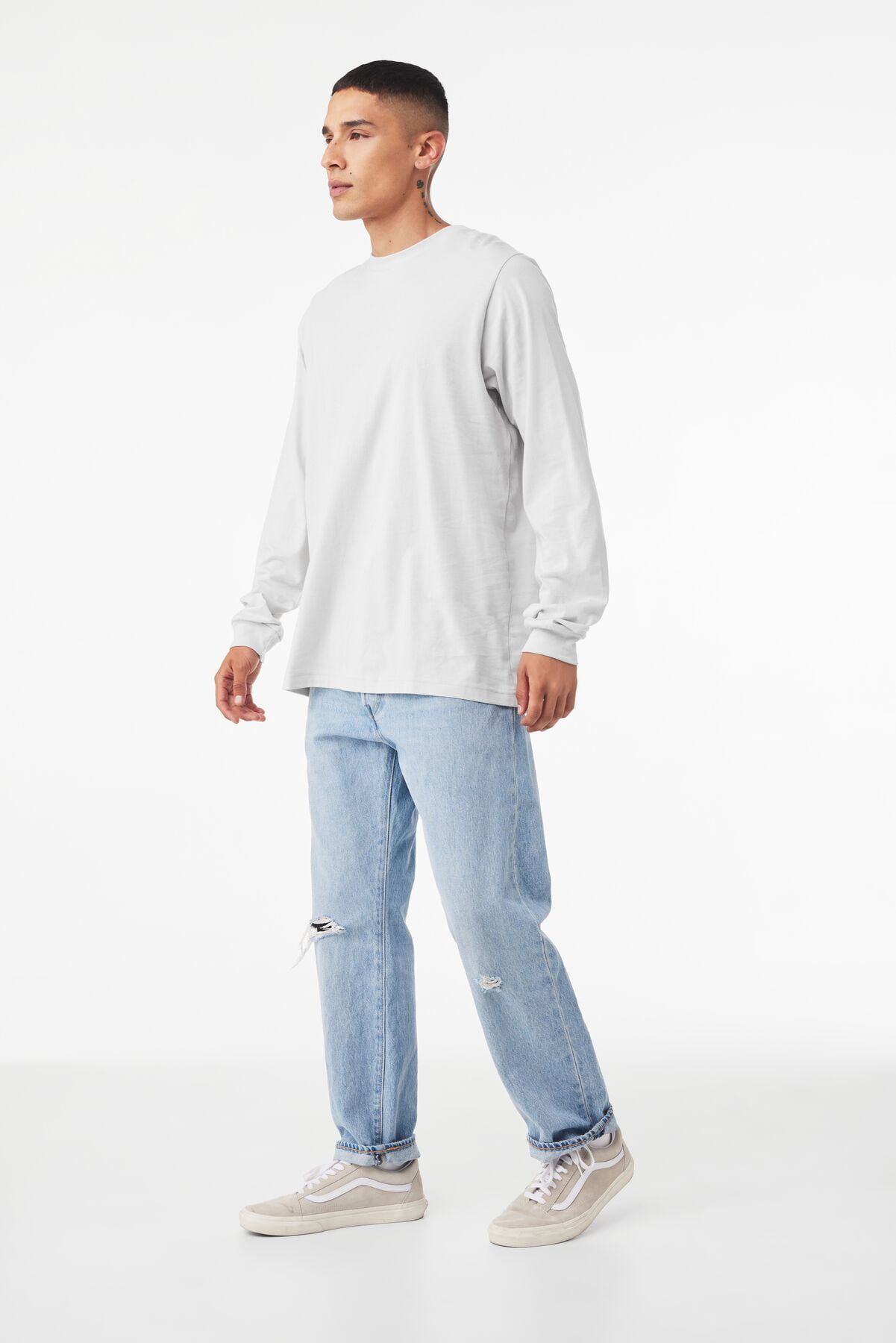 BELLA+CANVAS Adult Unisex Long Sleeve Crew T-Shirt for Tie-Dyeing, 2-Pack, 4XL, White