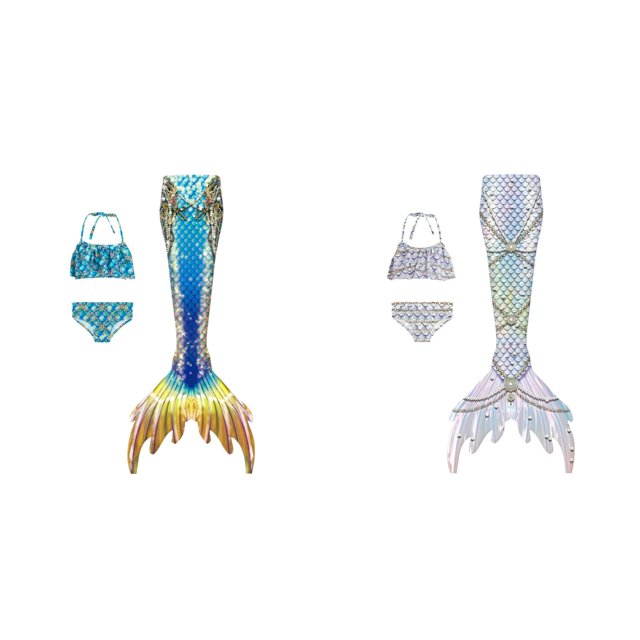 (2-Pack) Rinsvye Girls Themed 3 Piece Swimsuit Sets With Ruffle Top And Skirt Bathing Suit For Kids Beach Vacation