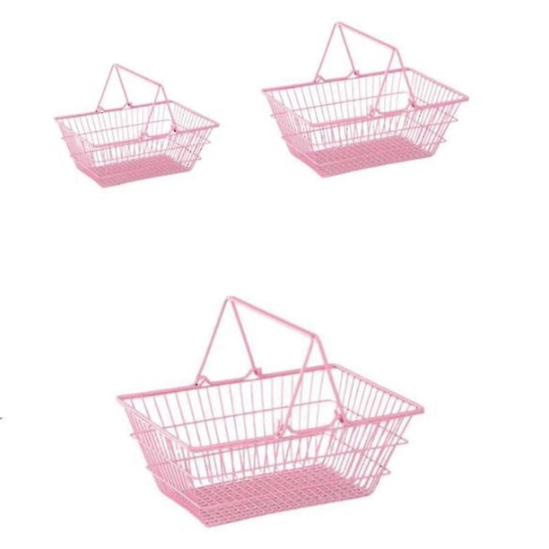 Cesta de almacenamiento de cosméticos de escritorio de hierro rosa, administrador de artículos diversos