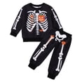 thumbnail image 3 of GYRATEDREAM Toddler Boy Skeleton Outfits Crew Neck Long Sleeve Pullover Sweatshirt Pants Baby Halloween Outfits 12M-5T, 3 of 7