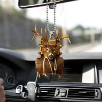 Car Rear View Mirror Pendant,Acrylic Christmas Tree Hanging Ornament, Animal 2D Flat Car Rear View Mirror Charm,Auto Interior Accessories Decoration Presents for Window Wall(Deer)