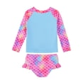 thumbnail image 2 of HILEELANG 3-9T Toddler/Little Girls Light Blue Mermaid Graphic Rainbow Scales Rashguard Swimsuit Set 6-7T, 2 of 7