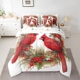 thumbnail image 3 of Homewish Cartoon Red Bird Twin Bedding Sets 7-Piece for Kids, Christmas Wreath Flower Bedding Comforter Set, Winter Western Festival Reversible Sheet Sets, Breathable Home Decor, 3 of 8