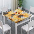 thumbnail image 3 of White Sunflower Pattern Square Fitted Tablecloth with Elastic Edge,Square Table Cover,Washable Elastic Table Cover for Home Kitchen Party Decor 34"x34", 3 of 6