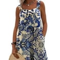 thumbnail image 3 of DYMADE Women Wide Strap Retro Print Square Neck Wide Leg Full Length Pockets Jumpsuits, 3 of 4