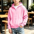 thumbnail image 3 of Squevariel Zip up Hooded Sweatshirt Kids Lightweight Solid Fashion Hooded Sweatshirt with Front Pockets 4-15 Years, 3 of 5