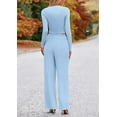 thumbnail image 3 of PRETTYGARDEN Women's 2 Piece Loungewear Long Sleeve Crop Top Wide Leg Palazzo Pants Set Tracksuits Casual Outfit, 3 of 10