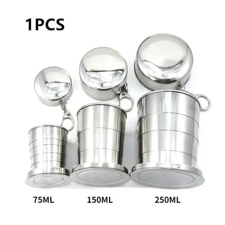 Stainless Steel Folding Cup Camping Cookware Retractable Cup Teacups Teaware Camp Utensils Tableware Folded Cup75/150/250ML 75ML