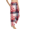 thumbnail image 6 of Salouo Heart Plaid Print Women's Pajama Pants Casual Loose Sweatpants PJs Flowy Pants Drawstring Palazzo for Women Wide Leg Pants Lounge Pajama -XX-Large, 6 of 8