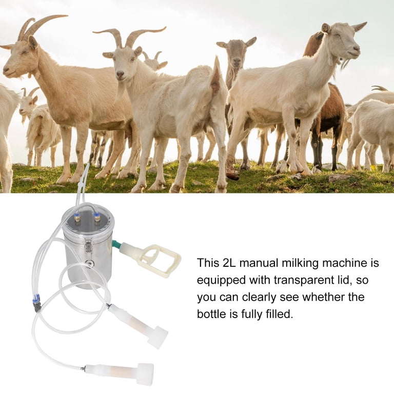Goat Head Machine Portable Goat Milking Kit With Stainless Steel Container Handheld ...
