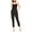 Black, variant on LEYDEN Womens Black Spaghetti Strap Cropped Jumpsuit Juniors M