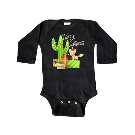 

Inktastic Merry Cactmas Cute Fox Cactus and Christmas Presents Gift Baby Boy or Baby Girl Long Sleeve Bodysuit