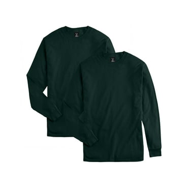 Hanes Long Sleeve Men T-Shirt 2-Pack Beefy-T Crewneck Soft Cotton Full Cut S-3XL