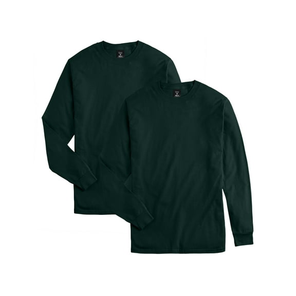 Hanes Beefy-T Unisex Long-Sleeve T-Shirt, Value 2-Pack Deep Forest 3XL