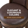 thumbnail image 6 of ROME + OAK Runyan 26" Swivel Counter Stool, Dark Walnut Wood, Vintage Brown Faux Leather, Set of 2, 6 of 12