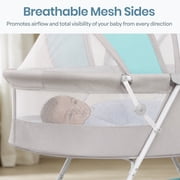 Dream On Me Karley Bassinet in Blue and Grey, Quick Fold and Easy to Carry, Large Storage Basket