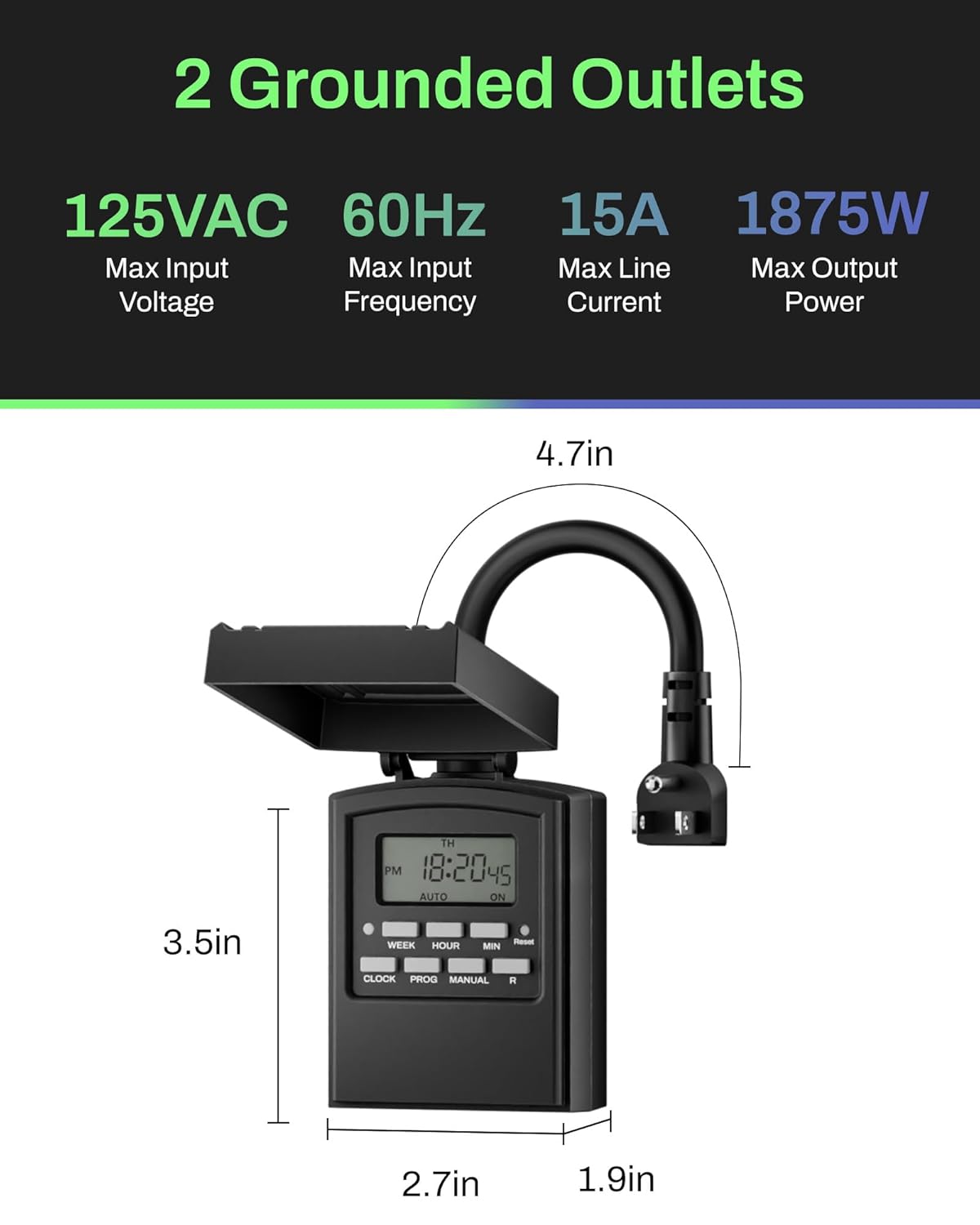 BN-LINK 7-Day Outdoor Digital Timer Outlet photo 6