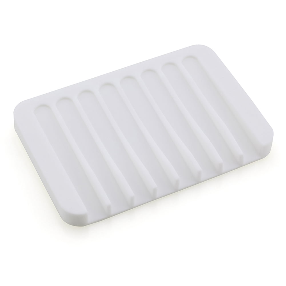 Durable Plate Tray Drain Bathroom Silicone Soap Dish Holder Soapbox 