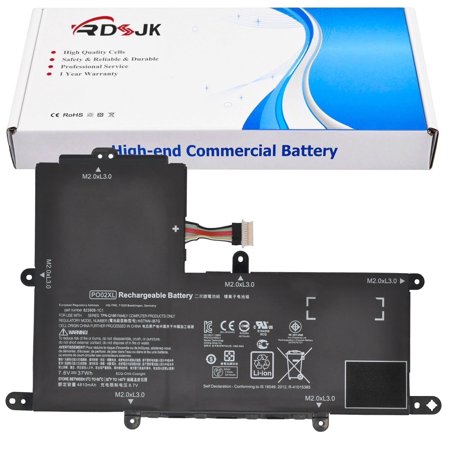 Batterymarket BO03XL - Batería De Repuesto Para Laptop Compatible Con HP Chromebook 14-X 14-X013DX 14-X015W 14-X015WM 14-Z Series 751895-1C1 752235-005 HSTNN-IB6C HSTNN-IB6P TPN-Q137 7511 895-1 C1