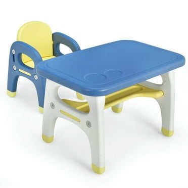 Resenkos Kids Activity Table and Chair Set with Montessori Toys for Preschool and Kindergarten-Blue, Small Folding Table for Arts & Crafts, Snack Time, Homeschooling, Homework