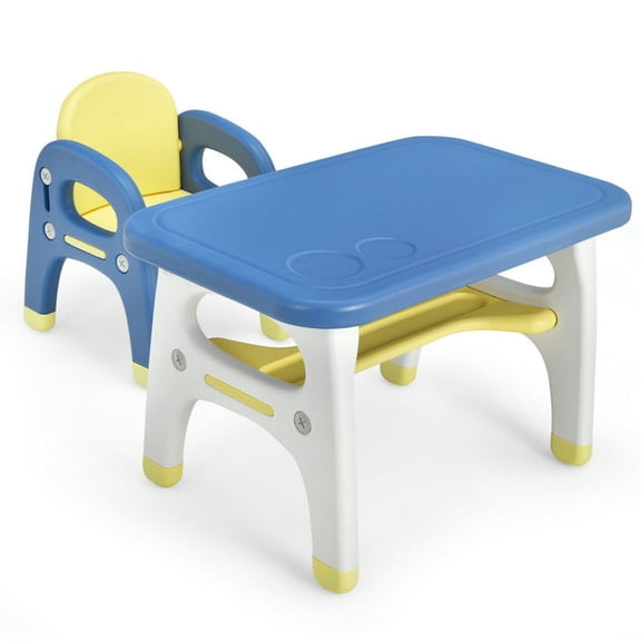 Spaco Kids Activity Table and Chair Set with Montessori Toys for Preschool and Kindergarten-Blue, Toddler Table and Chair Set for Arts & Crafts, Snack Time, Homeschooling, Homework