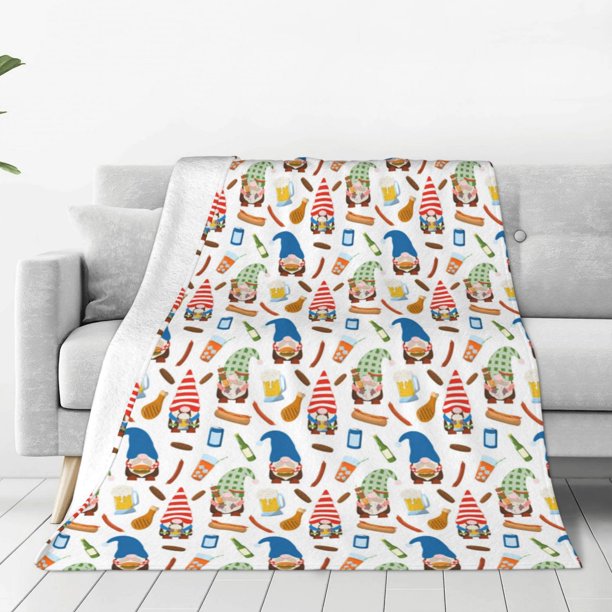 Fotbe Barbecue Gnomes Manta de Franela Acolchonada con Estampado, Súper Suave y Esponjosa, Extra Grande para Sofá, Cama, Uso Todo el Año-80"x60"