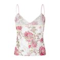 thumbnail image 3 of Gupgi Camisoles à Bretelles Spaghetti pour Femmes, Imprimé Floral, Col en V, Noué à l'Avant, Sans Manches, Haut Cami Ajusté, Débardeur, 3 of 7