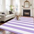 thumbnail image 3 of Purple Striped Large Area Rugs for Bedroom Living Room, Soft Non Slip Carpet Bedside Rug, Modern Farmhouse Purple White Stripes Rectangular Floor Cover Kitchen Accent Rug 6'x9' for Dining Room/Office, 3 of 9