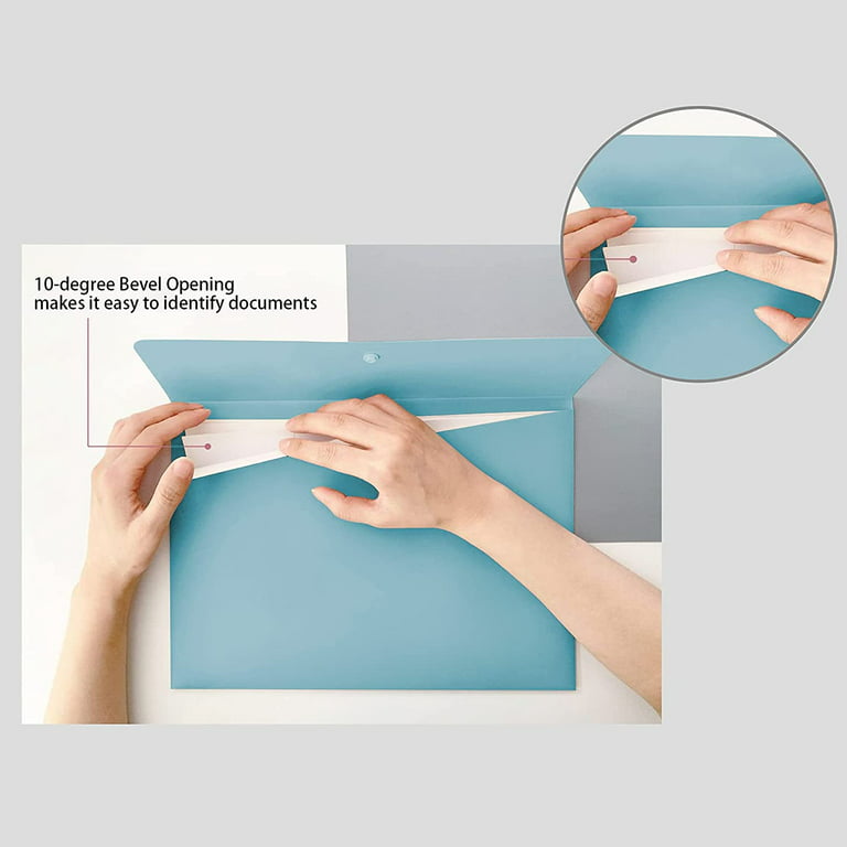 ZFYOUNG Plastic Envelopes Poly (Pack of 8) 8 Colors Plastic Envelope Folder, Snap Closure Plastic Envelopes, Poly File Folder, A4 size, for Home