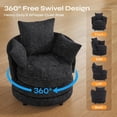 thumbnail image 3 of Sillón Individual Pinmoco con 3 Cojines Traseros, 360° Giratorio Convertible a Reposapiés, Tela Chenilla para Sala de Estar, Negro, 3 of 7