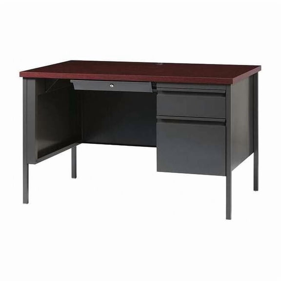 Hirsh Office Desk, Right Hand Pedestal, 48"W x 30"D, Char/Mahogany 20438