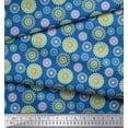 thumbnail image 2 of Soimoi Blue Poly Georgette Fabric Stripe & Mandala Printed Fabric 1 Yard 52 Inch Wide, 2 of 3