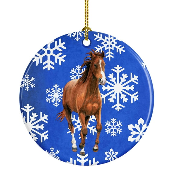 Horse Winter Snowflakes Holiday Ceramic Ornament
