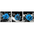 thumbnail image 2 of Blue Wall Decor for Living Room Blue Bathroom Accessories Black and White Canvas Wall Art Blue Rose Music Pictures Bedroom Decor Modern Painting Kitchen Home Decorations 14x14 3 Pcs/Set, 2 of 6