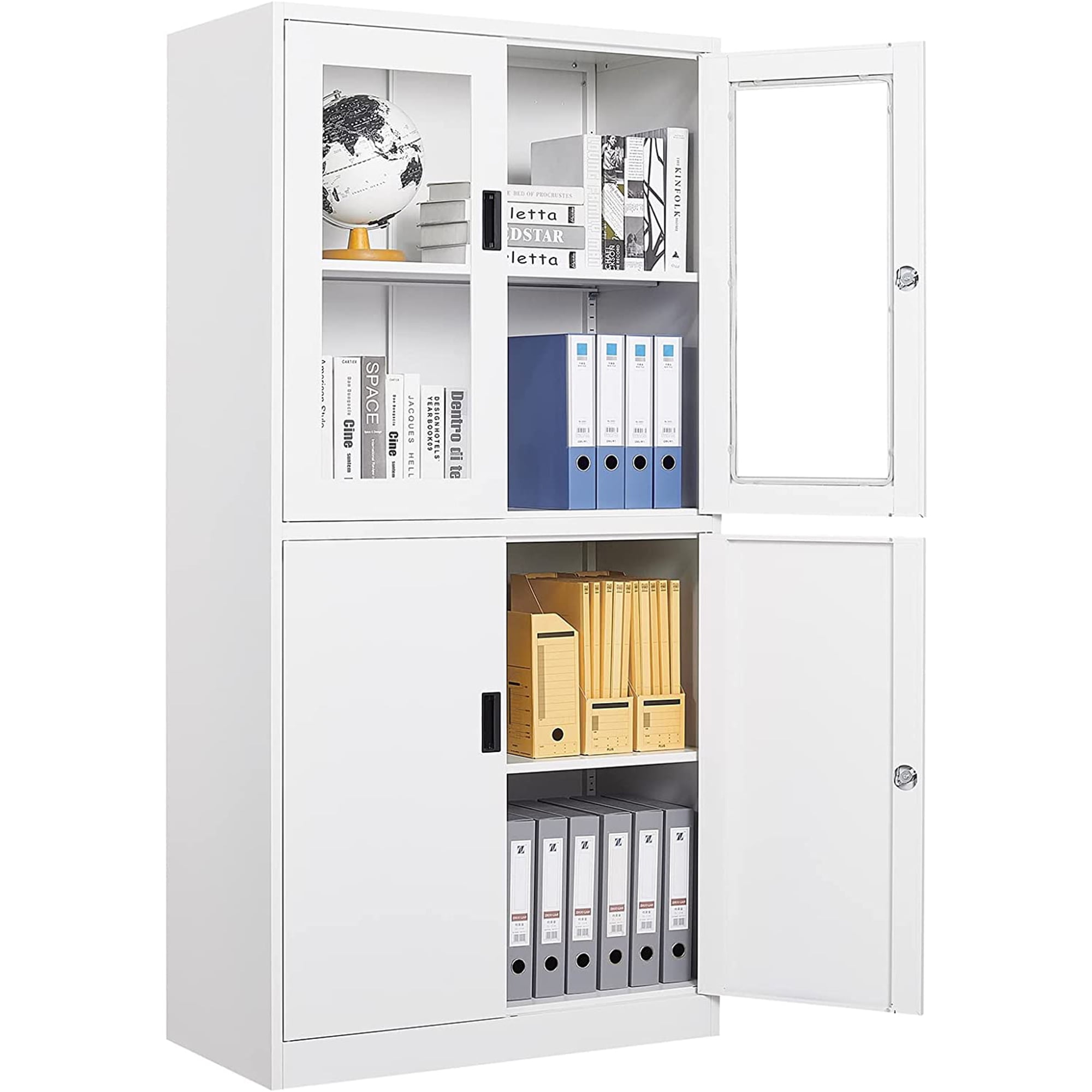 STANI Metal with Lock, Tall Office Storage with Glass