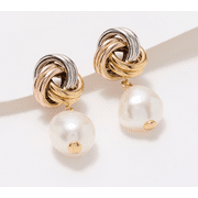 Honora Cultured Pearl Love Knot Drop Earrings, Sterling Silver