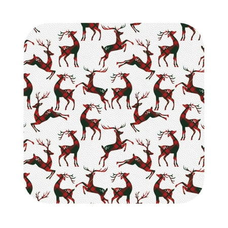 

Adobk Christmas Plaid Moose Print Leather Coasters for Drinks(6 Pack) Durable Drink Coasters Set Luxurious Home Décor and Housewarming Gift Square