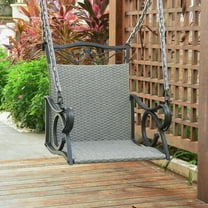 International Caravan Valencia Resin Wicker/ Steel Hanging Chair Swing, Grey