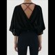 thumbnail image 4 of Camisa de Cuello Redondo Sin Espalda para Mujer, Blusa de Media con Protección Solar, Blusa Informal Holgada de Verano para Hacer Ejercicio y Vacaciones Negro M, 4 of 7