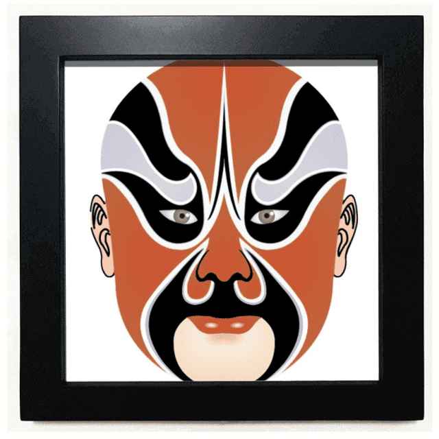 Opera de Beijing Peking opera Facial Mask Mesa de pared con marco cuadrado negro