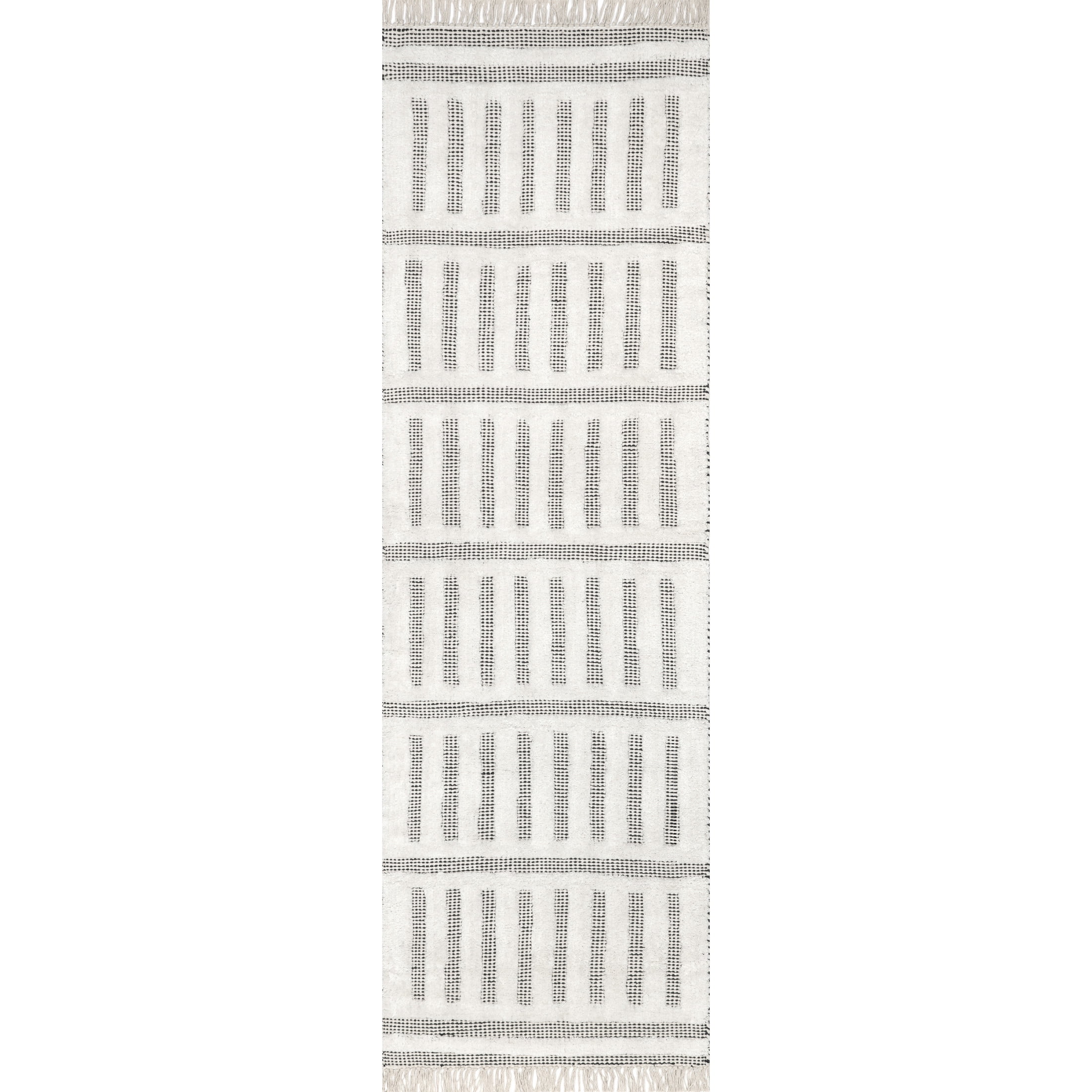 Rugs USA Merrick Tasseled Cotton and Wool Area Rug, 2' 6" x 8', Runner, Merrick Black