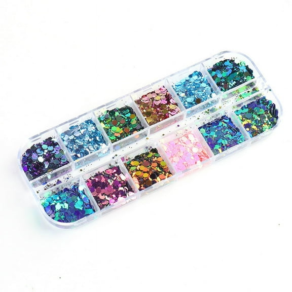 XISAOK 12 Colors Chameleon-flakes Glitter Holographic Laser Colorful Nail Accessories