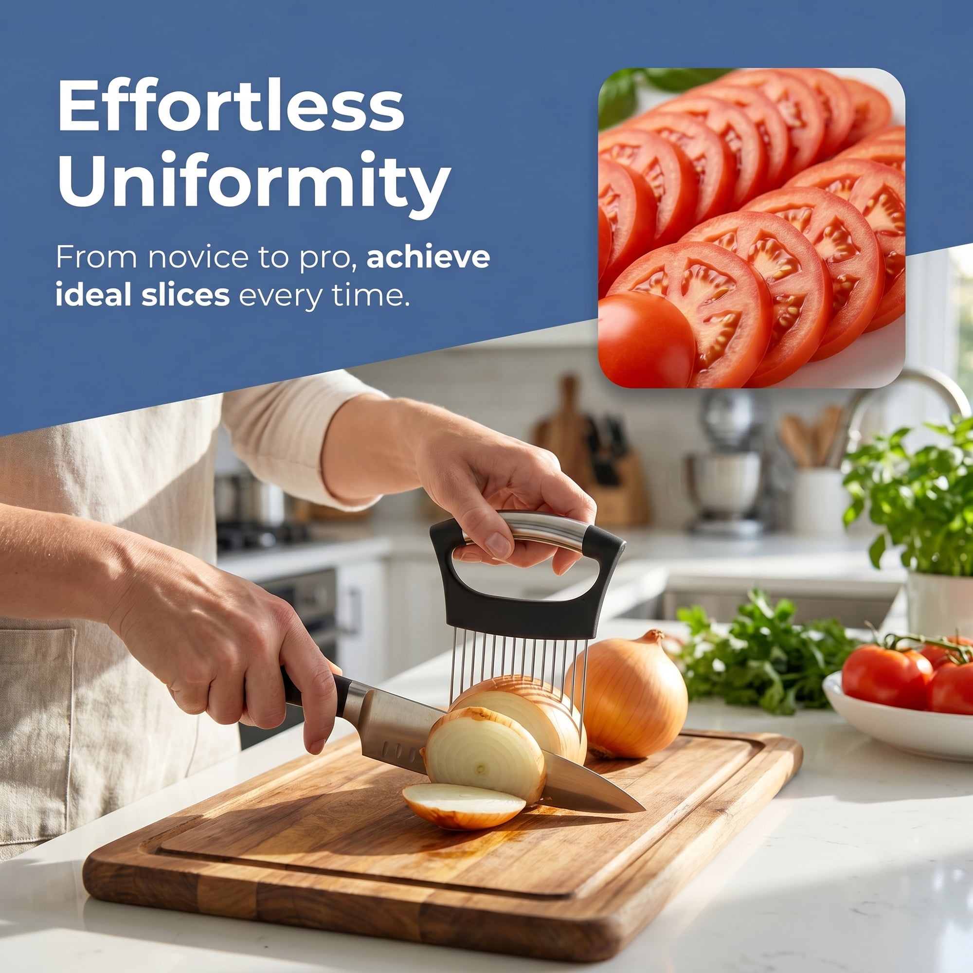 Unique Bargains Vegetable Chopper Food Processor Onion Slicing Holder Black/Silver-3