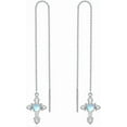 thumbnail image 2 of SOULMEET Cross Birthstone Threader Earrings 925 Sterling Silver Gemstone with Cross Christian Long Chain Ear Line Jewelry for Women Gifts, 2 of 7