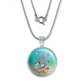 thumbnail image 1 of Coral Fish Ocean Bottom Garden Shells Diving 0.75" Pendant with Sterling Silver Plated Chain, 1 of 4