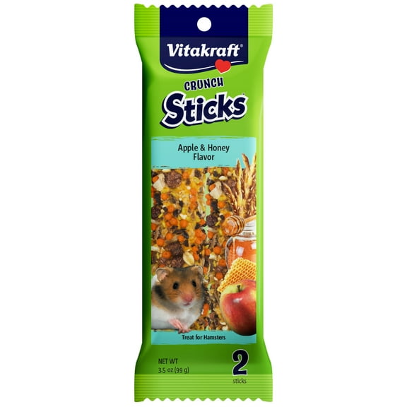 Vitakraft Crunch Sticks Hamster Treat - Apple and Honey - Hamster Chew Sticks - 2 Sticks