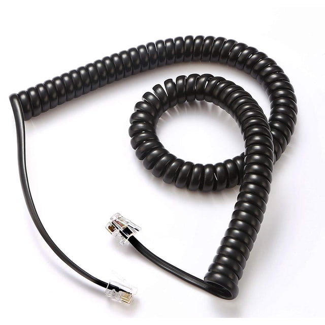 Cable telefónico Comtrue Black de 3,5 m (11,5 pies), paquete de 2 unidades, universal