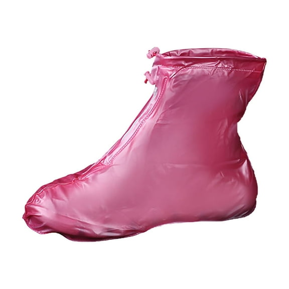 qILAKOG Waterproof Shoe Covers, 1 Pair of Reusable Silicone Anti-Slip Shoe Covers, Rain Shoe Covers With Zippers, Men and Women Rain Outdoor(Pink L)